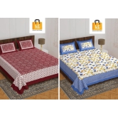 The Bedsheet Adda Standard Queen Size(90*100 Inches) Pure Cotton Jaipuri Printed Economic Double Bedsheet with Two Pillow Covers- ARTICLE-1034