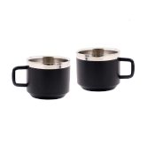 Dynore - Steel Double Walled Tea Cup 120 ml ( Pack of 2 ) - Black