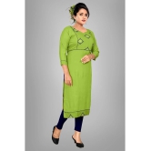 HAYA - Lime Green Rayon Womens Straight Kurti ( Pack of 1 ) - None