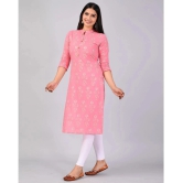 MAUKA Rayon Printed Straight Womens Kurti - Pink ( Pack of 1 ) - None