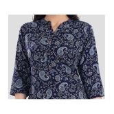 Meher Impex Crepe Printed A-line Womens Kurti - Blue ( Pack of 1 ) - None