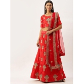 Om Shantam Sarees Red Silk Blends Chaniya Choli Semi Stitched Lehenga Single - Free Size