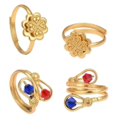 AanyaCentric Gold Plated 2 Pair Toe Rings - Golden