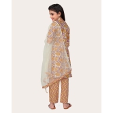 Kids Girls Embrodeary Cotton Printed Fullstiched Nayara Cut Kurtis with Bottom Dupatta set, Kid dresses-Yellow / 4 - 5 Years