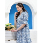 Stylum Cotton Printed Knee Length Womens Fit & Flare Dress - Blue ( Pack of 1 ) - None