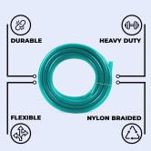 Kuber Industries 15m PVC Nylon Braided Water Pipe, Leak-Proof, Heavy Duty, for Garden, Car, Pet Cleaning, Green, Pack of 4-Kuber Industries PVC Nylon Braided Water Pipe 15m, Multi-Utility for Gar