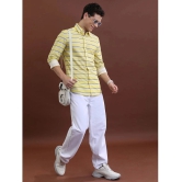 Ketch 100% Cotton Regular Fit Striped Full Sleeves Mens Casual Shirt - Yellow ( Pack of 1 ) - None