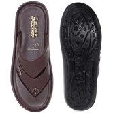 ASIAN Brown Mens Leather Slipper - None