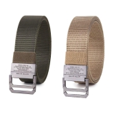 Zacharias - Multicolor Canvas Men's Casual Belt ( Pack of 2 ) - None