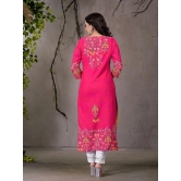 Juniper Rayon Embroidered Straight Womens Kurti - PINK ( Pack of 1 ) - None