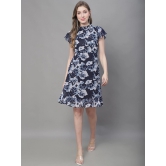 MINI & MING Floral Printed High Neck Georgette A-Line Dress