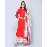 MAUKA - Red Front Slit Rayon Women's Stitched Salwar Suit ( Pack of 1 ) - None