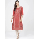 Ketch Polyester Printed Straight Womens Kurti - Orange ( Pack of 1 ) - None