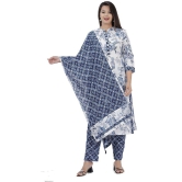 JC4U - Blue Straight Cotton Womens Stitched Salwar Suit ( Pack of 1 ) - None