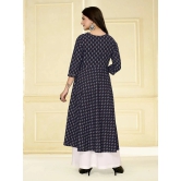 Rangita Women Cotton Navy Blue Embroidered Calf Length Anarkali Kurti - None