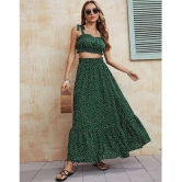 Selvia Green Printed Skirt Top Set - None