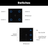 L&G 4 Module Wireless Remote Control Switch | German Technology with Indian Standards | 4 Switch Control and 1 Fan Regulator (146mm X 90mm X 30mm)-Black