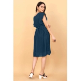 JASH CREATION Georgette Solid Knee Length Womens Fit & Flare Dress - Blue ( Pack of 1 ) - None