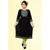 haya fashion - Black Rayon Womens Straight Kurti ( Pack of 1 ) - None