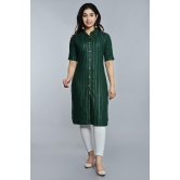 Glorious - Green Rayon Women's Front Slit Kurti ( Pack of 1 ) - None