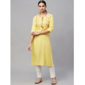 AMIRAS INDIAN ETHNICWEAR - Yellow Rayon Womens Straight Kurti ( Pack of 1 ) - None