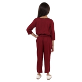 Kids Cave - Maroon Rayon Girls Jumpsuit ( Pack of 1 ) - None