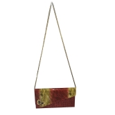 Apnav Red Jute Clutch With Sling Chain