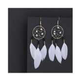 Silver Shine - White Drop Earrings ( Pack of 1 ) - White