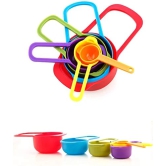 STORE77® 6Pcs Rainbow Colorful Measuring Cups and Spoons Set Includes:1/2Tbls, 1Tbls,1/4 Cup,1/3 Cup,1/2 Cup,1cup Capacity:250ml 125ml 85ml 60ml 15ml 7.5m Baking Measuring Cups Spoons (Random Color)