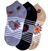 SELETA - Multicolor Cotton Blend Women's Ankle Length Socks ( Pack of 3 ) - None