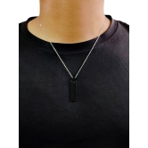 Black Stainless Steel Vertical Bar Pendant adjustable Necklace chain-Free Size