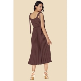 Glomee Crepe Solid Midi Womens Fit & Flare Dress - Brown ( Pack of 1 ) - None