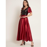Curvydrobe Satin Embellished Ankle Length Women's Fit & Flare Dress - Maroon ( Pack of 1 ) - None