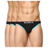 BASIICS By La Intimo - Black Cotton Mens Thongs ( Pack of 3 ) - L