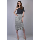 Grey Casual-Fit A-Line Midi Skirt (OTLSKT1002)-Grey / S