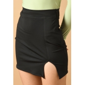 Sassy High-Waisted Slit Skirt by offmint-M / Black