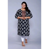 JC4U Cotton Embroidered Straight Womens Kurti - Black ( Pack of 1 ) - None