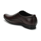 UrbanMark Men Comfortable Square-Toe Faux Leather Slip On Formal Shoes- Brown - None