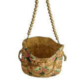 Handicraft Zari Worked Potli Handbag for Girls & Women Golden