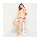 Clovia - Peach Rayon Womens Nightwear Nightsuit Sets ( Pack of 1 ) - None