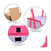  45 L-Pink Nylon Foldable Storage Box/Laundry Bag for Clothes|Toy Storage Box with Lid & Handle, Toys Organiser with Side Handles