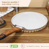 Bergner Naturally Marble Non Stick Tawa | Gas & Induction Compatible | Cream 30 cm