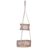 NUEVOSGHAR WOODEN BASKET HANGING PLANTER Door Hanging Cream - Pack of 1