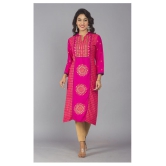 Frionkandy - Pink Rayon Womens Straight Kurti - M