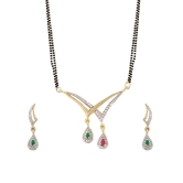 YouBella American Diamond Mangalsutra & Earrings - Set of 2