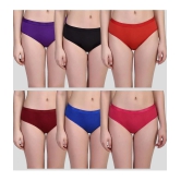 Inaya Creation Multicolor Cotton Solid Womens Briefs ( Pack of 6 ) - None