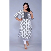 JC4U Cotton Embroidered Straight Womens Kurti - White ( Pack of 1 ) - None