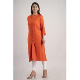 MAUKA - Orange Rayon Womens Front Slit Kurti ( Pack of 1 ) - None