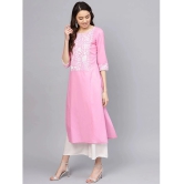 Varanga Cotton Printed Straight Womens Kurti - Pink ( Pack of 1 ) - None