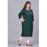 Preksha Rayon Embroidered Straight Women's Kurti - Green ( Pack of 1 ) - None